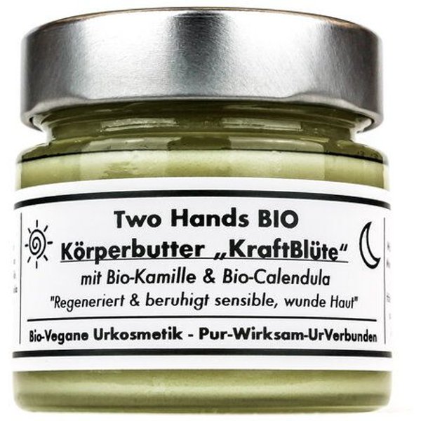 Two Hands BIO KörperBalsam „KraftBlüte“ mit Bio-Kamille & Bio-Calendula - für Gesicht & Körper - Bio Vegan