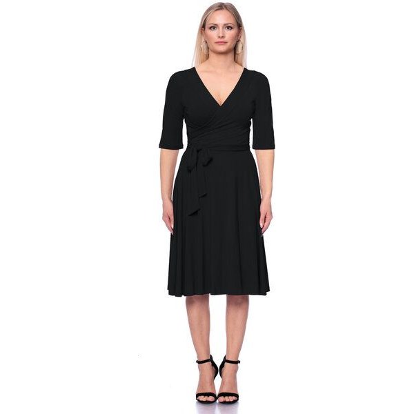 Ingoria AVA wendbares Wickelkleid 3/4 Arm mit schwingendem Rock (Uni)