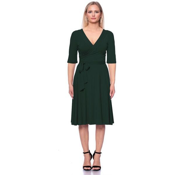 Ingoria AVA wendbares Wickelkleid 3/4 Arm mit schwingendem Rock (Uni)