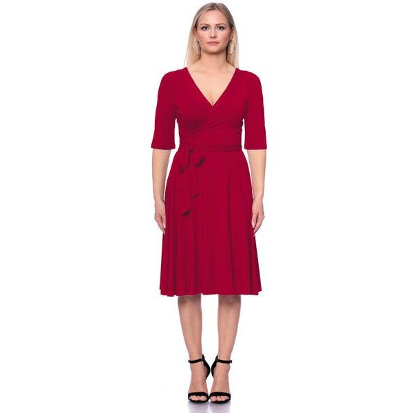 Ingoria AVA wendbares Wickelkleid 3/4 Arm mit schwingendem Rock (Uni)