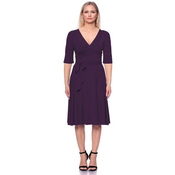 Ingoria AVA wendbares Wickelkleid 3/4 Arm mit schwingendem Rock (Uni)