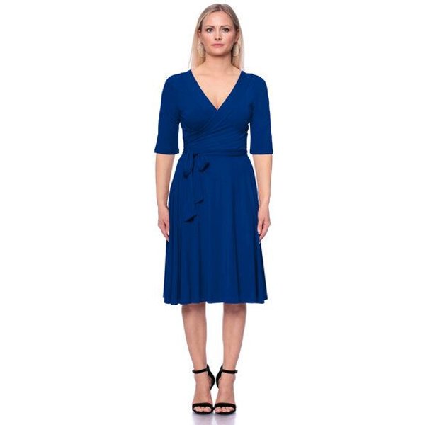 Ingoria AVA wendbares Wickelkleid 3/4 Arm mit schwingendem Rock (Uni)