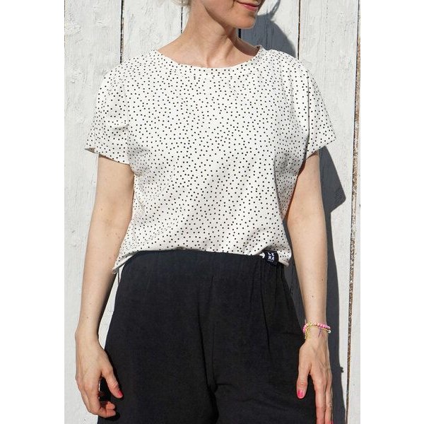 Lena Schokolade Shirt Dots weiss aus Bio-Jersey