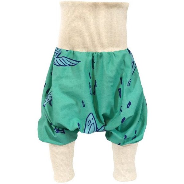 liebewicht Yogahose weite Hose für Kinder "Fliegende Fische" türkis aus Biobaumwolle Gr.56-116