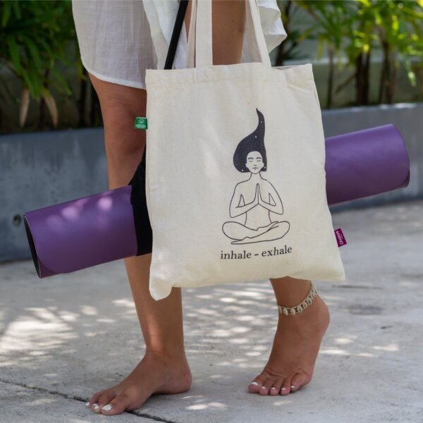 Divasya Jutebeutel mit Yoga-Motiv aus 100% feste Biobaumwolle | Yoga Geschenk