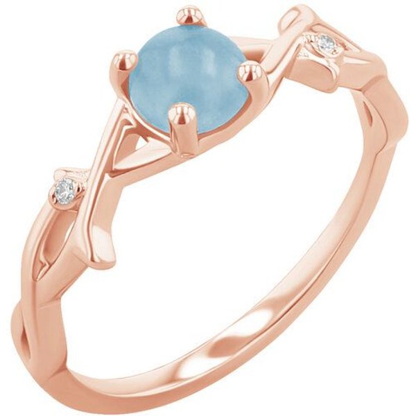 Eppi Ring mit einem Cabochon Aquamarin und Diamanten Makena