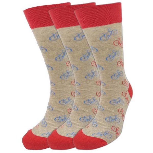 BLS Organic 3er PACK GOTS zertifiziert 98 % Bio Baumwolle Socken mit "Fahrrad Print"