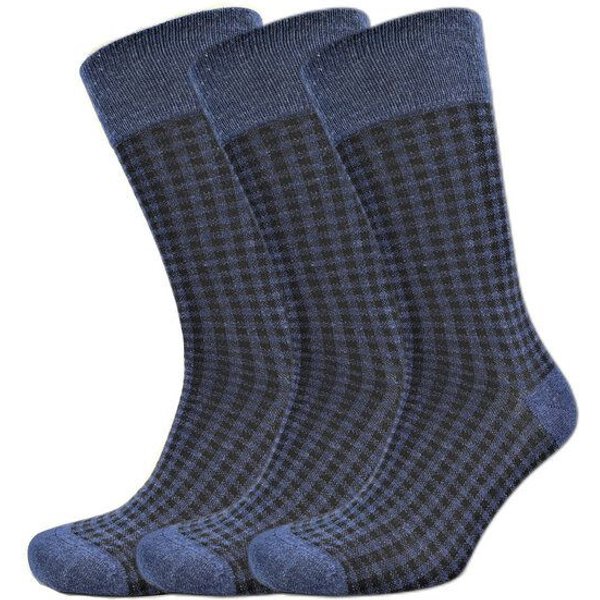 BLS Organic 3er Pack GOTS zertifiziert 98 % Bio-Baumwolle Quadrat Design Socken