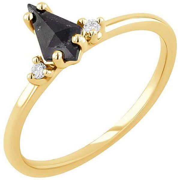 Eppi Goldring mit Salt and Pepper Diamant in Kiteform Adalia