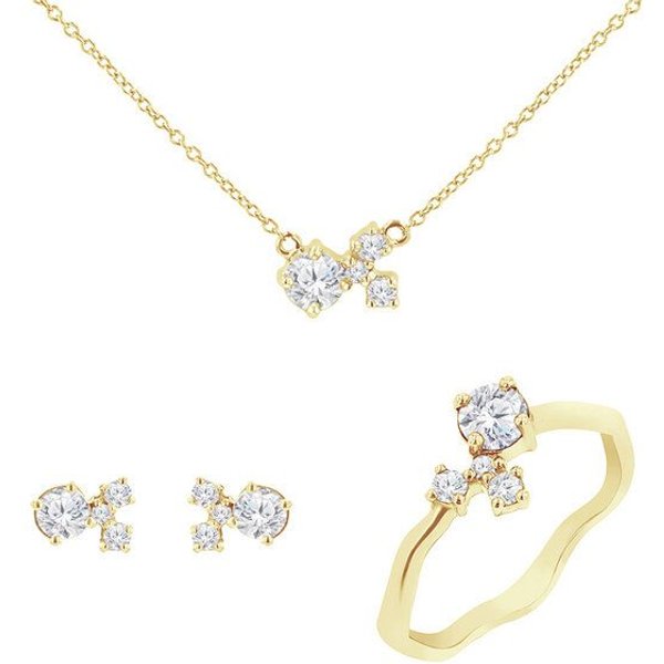 Eppi Cluster Schmuckset mit Moissaniten und Lab Grown Diamanten Halli
