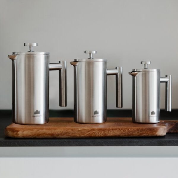 GROENENBERG Kaffee Spar Set 3 | French Press (3 Größen) + Bio Kaffeebohnen 250g + Kaffeemühle
