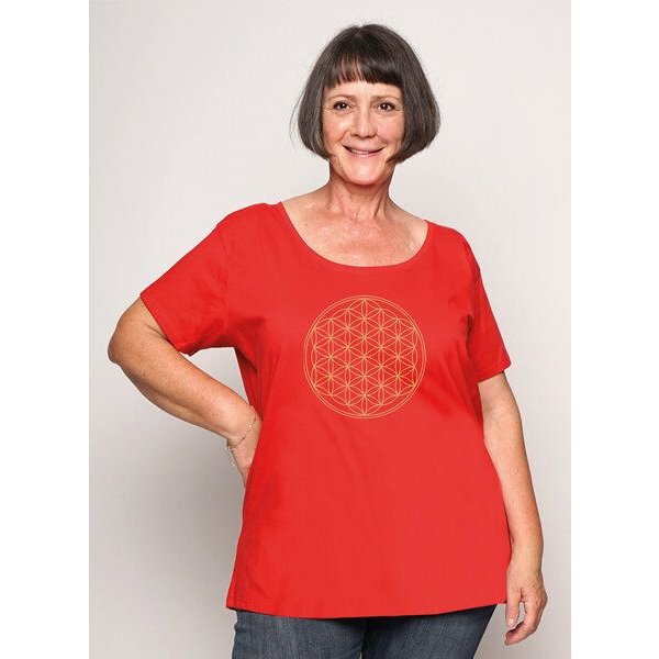 Peaces.bio - handbedruckte Biomode Loosefit Shirt Die Blume des Lebens
