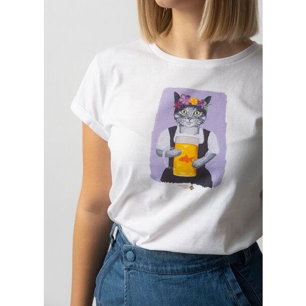 Bavarian Caps Print T-Shirt Prost, Mauzi - Weiß
