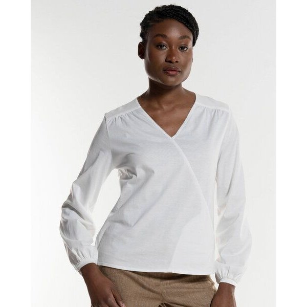 Alma & Lovis Feminine Bluse im Wickel-Look aus extra feiner Bio-Baumwolle | Wickelbluse