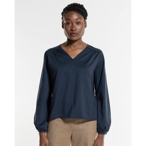Alma & Lovis Feminine Bluse im Wickel-Look aus extra feiner Bio-Baumwolle | Wickelbluse