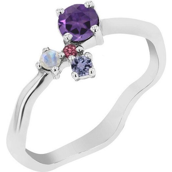 Eppi Lila Cluster Ring mit Amethyst und Edelsteinen Roche
