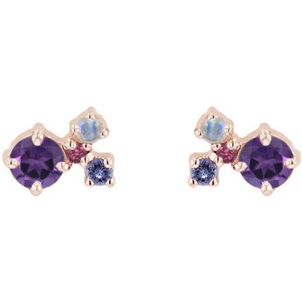 Eppi Lila Cluster Ohrringe mit Amethysten und Edelsteinen Kerrie