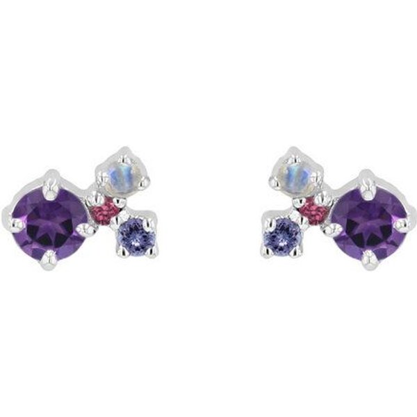 Eppi Lila Cluster Ohrringe mit Amethysten und Edelsteinen Kerrie