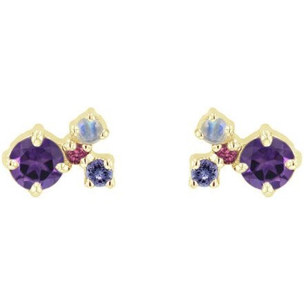 Eppi Silberne Cluster Ohrringe mit Amethysten und Edelsteinen Kerrie