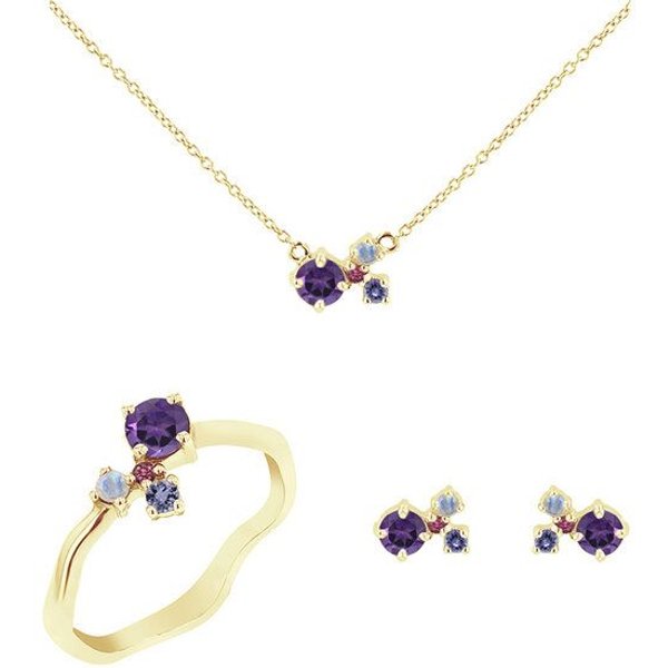 Eppi Cluster Schmuckset mit Amethysten und Edelsteinen Halli