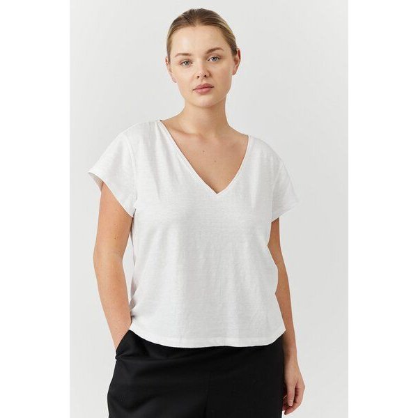 The Slow Label Bio-Leinen T-Shirt mit V-Ausschnitt