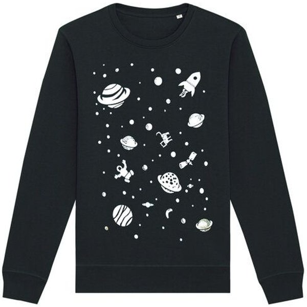 päfjes Weltall mit Katze & Astronaut - Fair Wear Unisex Sweater - Schwarz