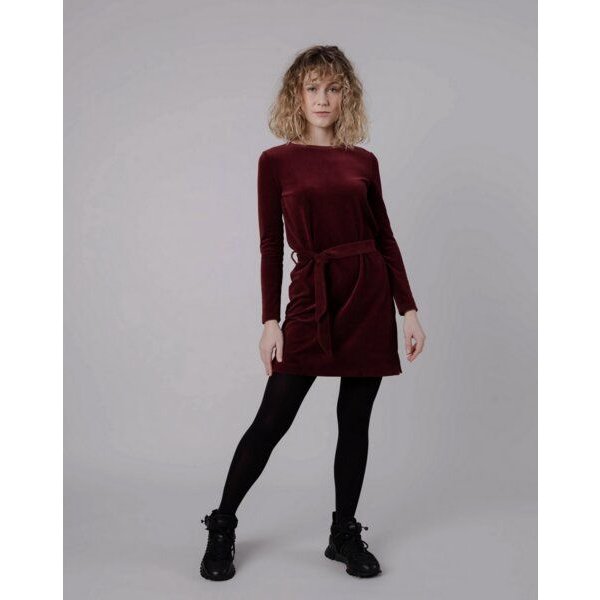 Brava Fabrics Velvet Belted Dress Prune