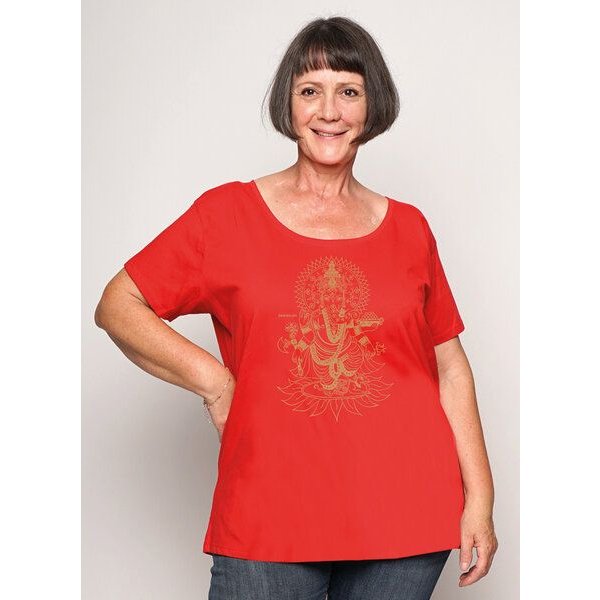 Peaces.bio - handbedruckte Biomode Loosefit Shirt Ganesha Damen