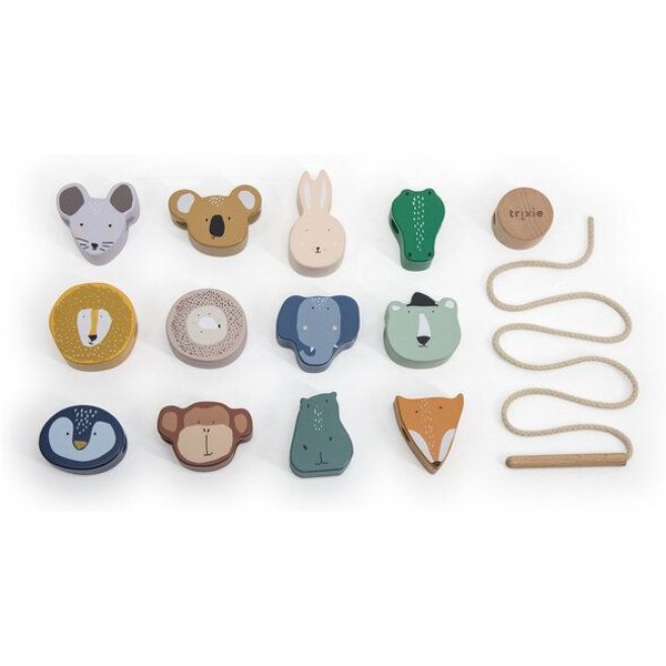 Trixie – WOODEN ANIMAL LACING BEADS - Fädelspiel aus Holz mit Tierfiguren