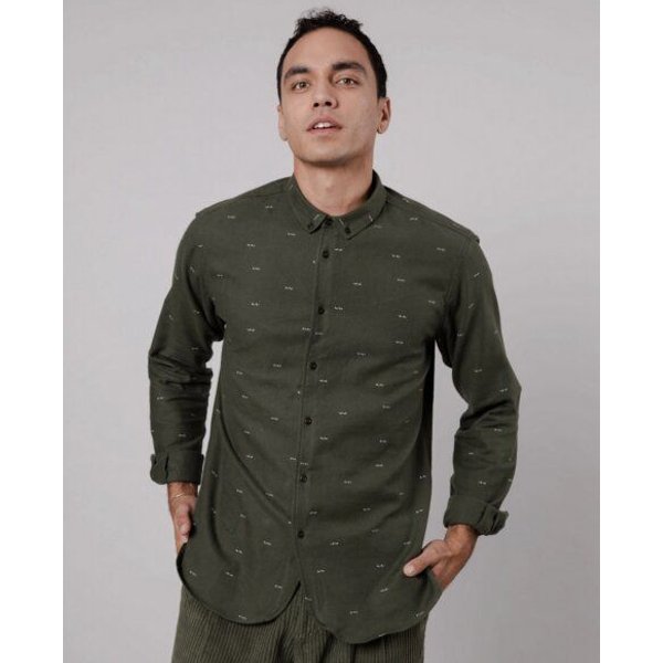 Brava Fabrics Eyes Flannel Regular Shirt Kakhi