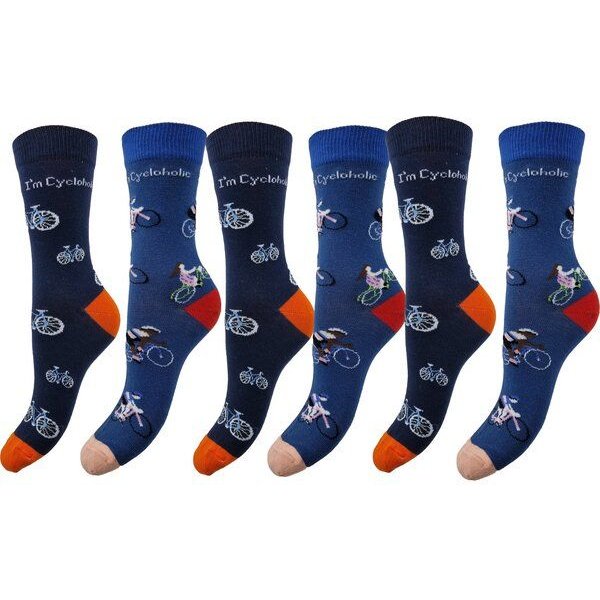 Bruno Barella Bio-Baumwollsocken mit Fahrradmotiv im 6er Pack