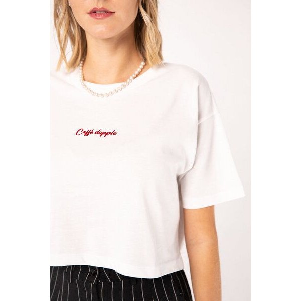 Coffee Fashion Caffé doppio | Besticktes Bio Baumwoll Crop Top