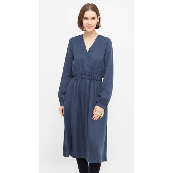 WiDDA berlin langärmeliges Kleid VARBO in Rauchblau aus TENCEL®