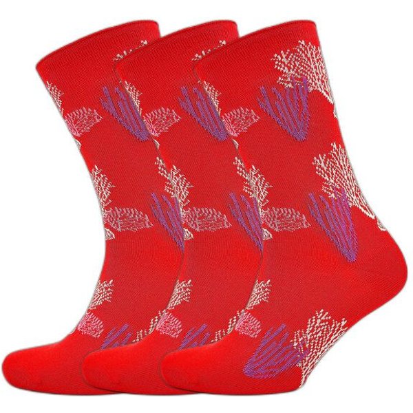BLS Organic 3er Pack GOTS zertifiziert Damensocken mit Korallenmuster