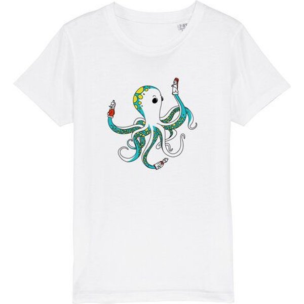 Spangeltangel Kinder-T-Shirt "Oktopus", bedruckt, Biobaumwolle