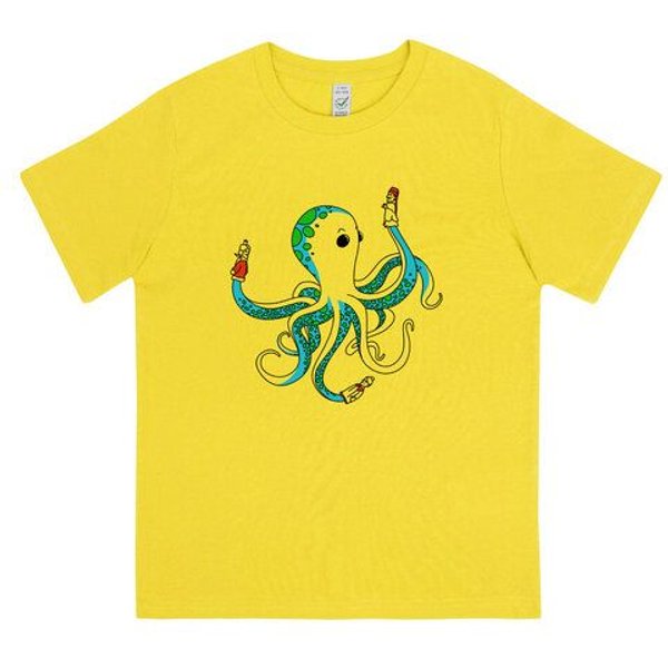 Spangeltangel Kinder-T-Shirt "Oktopus", bedruckt, Biobaumwolle