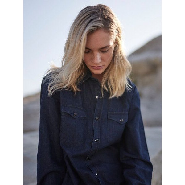 WOTE Damen Oversized Denim Hemd aus 100 % Bio-Baumwolle