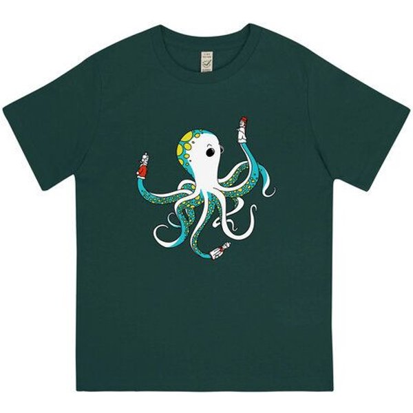 Spangeltangel Kinder-T-Shirt "Oktopus", bedruckt, Biobaumwolle