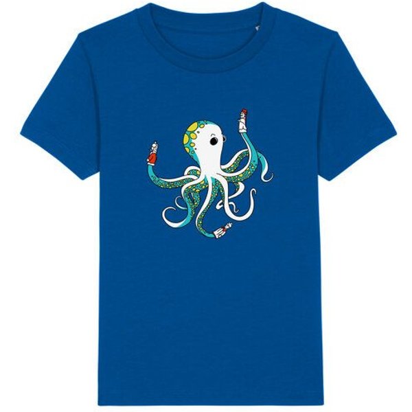 Spangeltangel Kinder-T-Shirt "Oktopus", bedruckt, Biobaumwolle