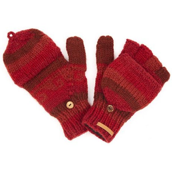 short'n'pietz Schurwollhandschuhe, handgestrickt, bunt gemustert