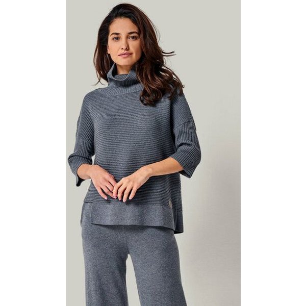YOU LOOK PERFECT 100% Merino asymmetrischer Rollkragen-Strickpullover "Bailey"
