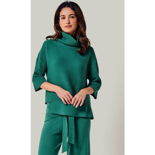 YOU LOOK PERFECT 100% Merino asymmetrischer Rollkragen-Strickpullover "Bailey"