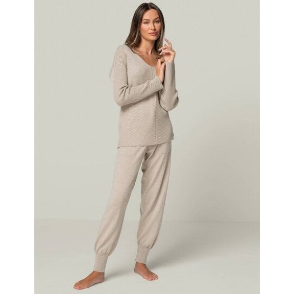 YOU LOOK PERFECT Merino Loungewear Set "V-Strickpullover Blossom & Strickhose Bella"