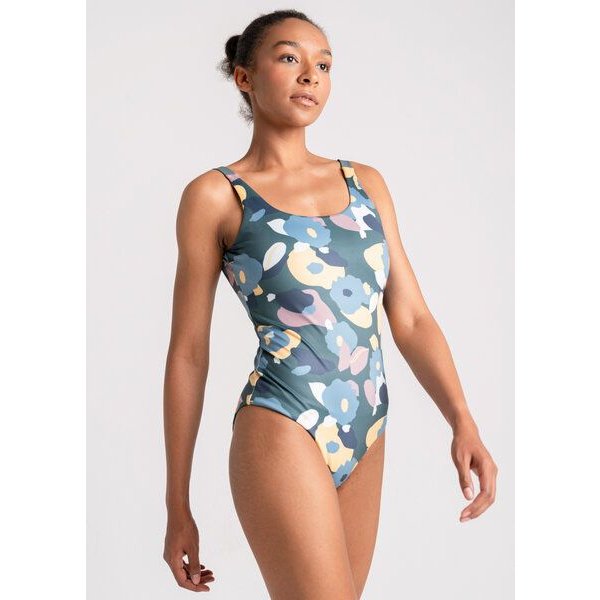 boochen Badeanzug Langeoog - wendbar mit Green Flower Print