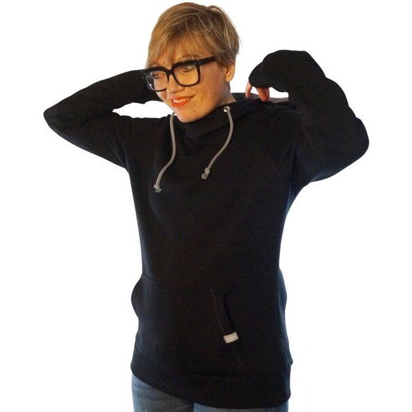 WASNI Frauen-Hoodie mit Schalkragen, made in Esslingen aus GOTS-zertifizierter Bio-Baumwolle