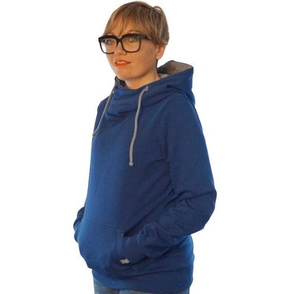 WASNI Frauen-Hoodie mit Schalkragen, made in Esslingen aus GOTS-zertifizierter Bio-Baumwolle