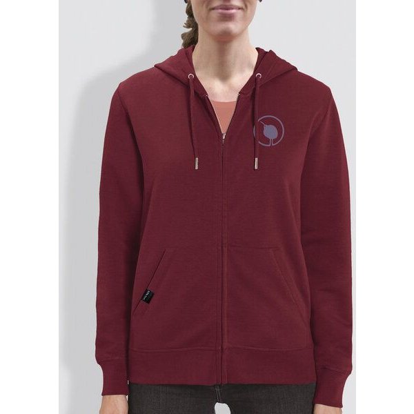 Damen Hoodie, "little kiwi", Burgundy, Bright Blue