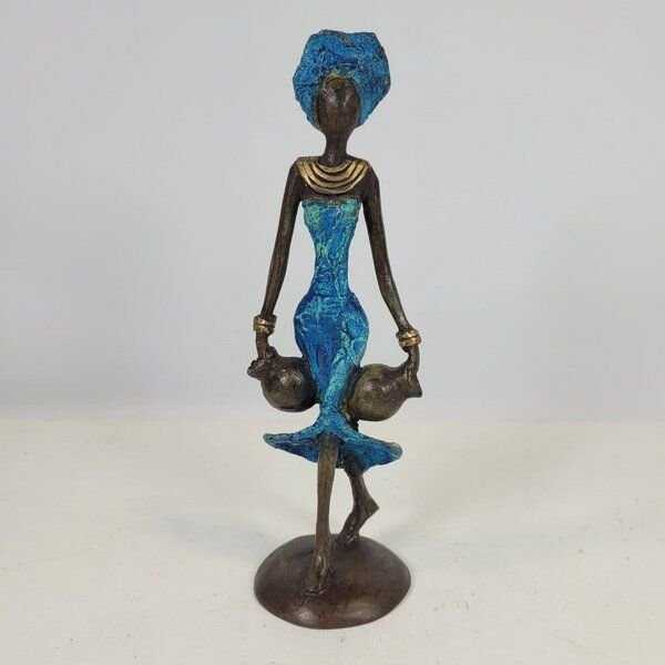 Moogoo Creative Africa Bronze-Skulptur "Frau mit zwei Amphoren" by Soré | verschiedene Farben und Größen