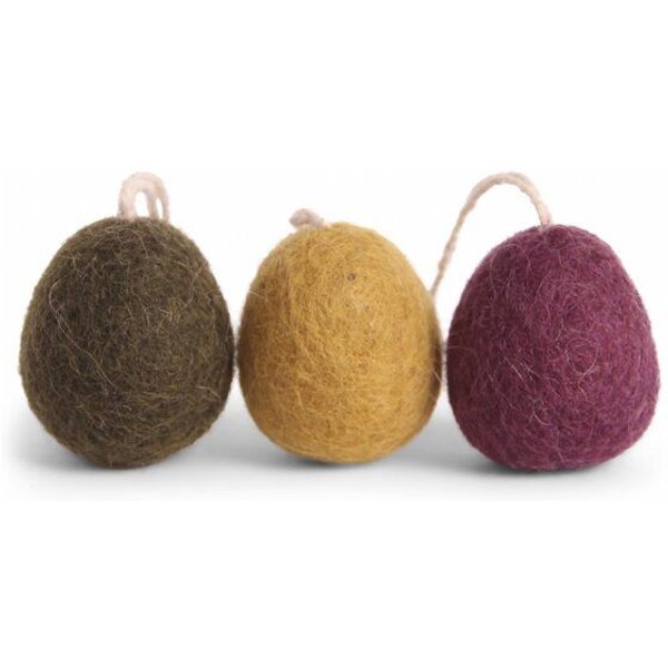 Gry & Sif Filz-Ostereier dunkle Farben 3er Set