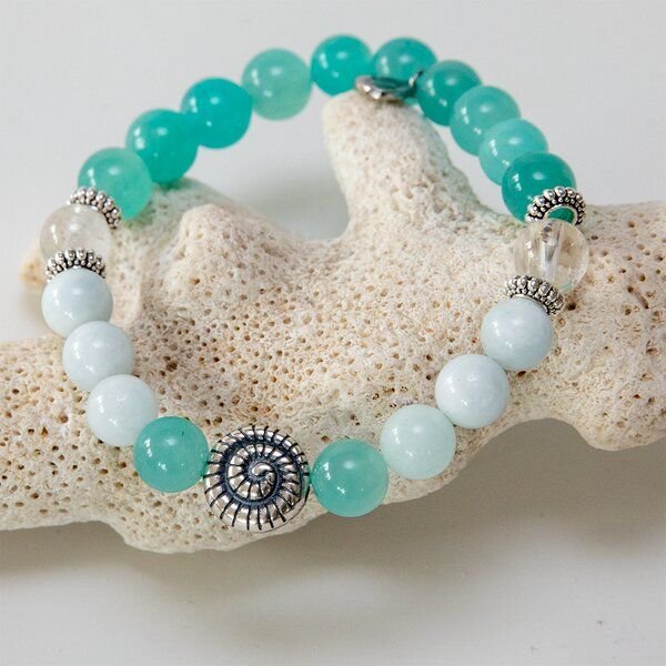 Divasya Armband "Ibiza" aus Amazonit, Aquamarin & Bergkristall